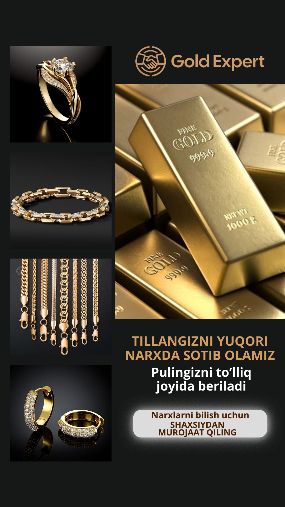 Goldexpert.uz Facebook ad from Nov 9, 2025