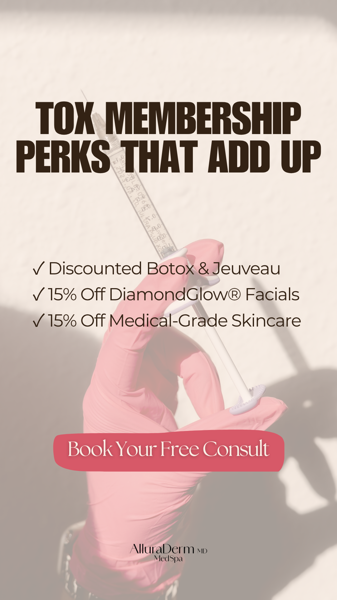 AlluraDerm MD Med Spa Facebook ad from Oct 23, 2025