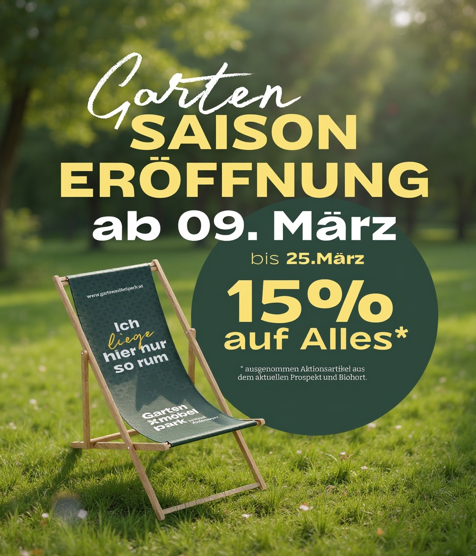 Gartenmoebelpark.at Facebook ad: Saisoneröffnung im Gartenmöbelpark!