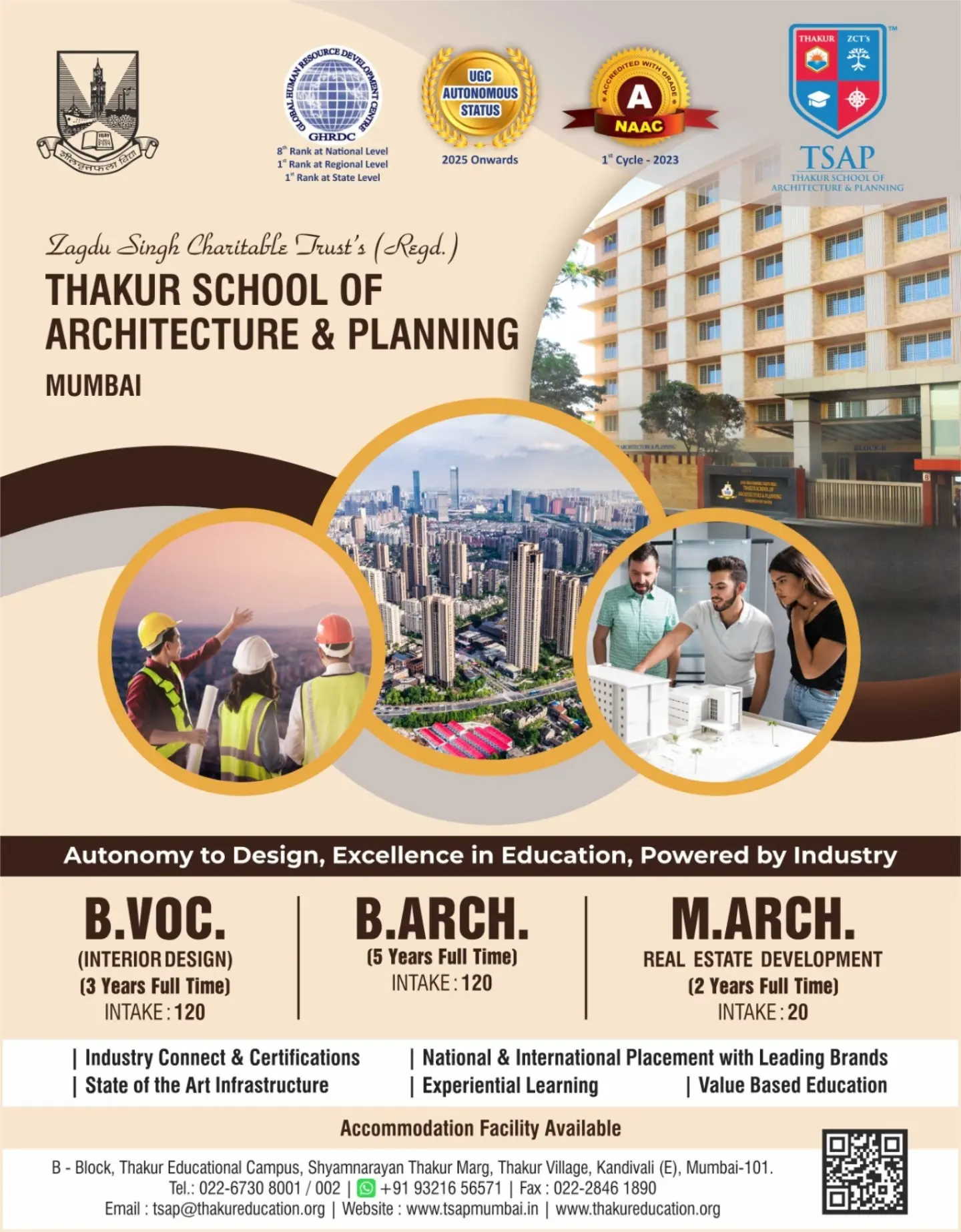 Thakur School of Architecture & Planning Facebook ad: Shape Spaces. Create Experiences.