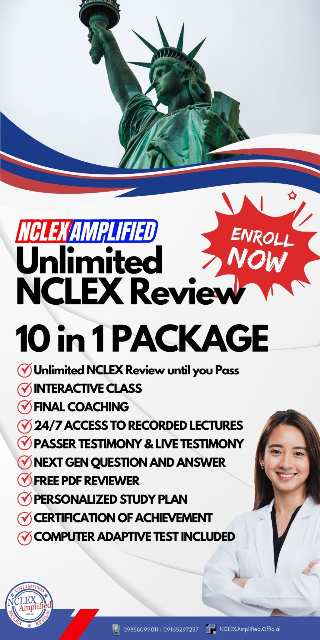 NCLEX Amplified Review Center Facebook ad: Chat with us