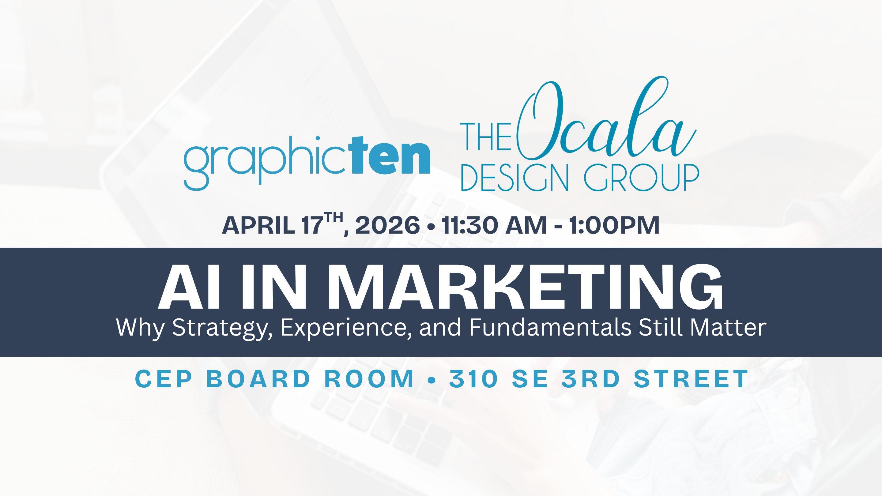 The Ocala Design Group Facebook ad: AI in Marketing | Why Strategy, Experience, and…