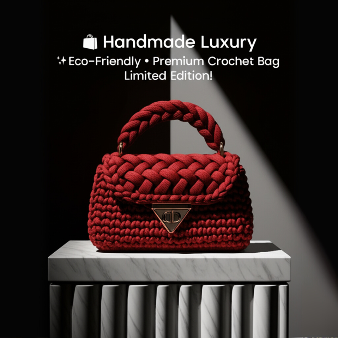 Crochet Gallery Facebook ad: Discover LoopLoom’s Handcrafted Crochet Luxury Handbags To…
