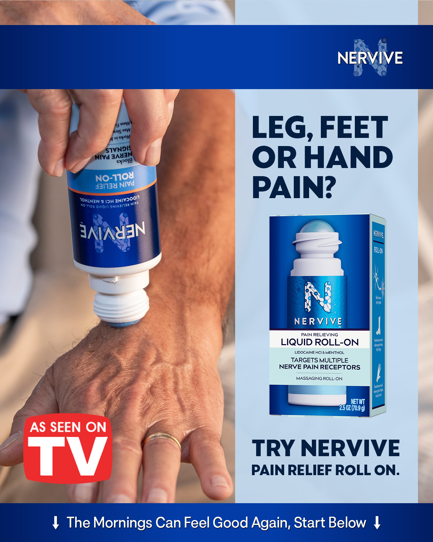Nervive Facebook ad: NERVIVE PAIN RELIEF ROLL ON
