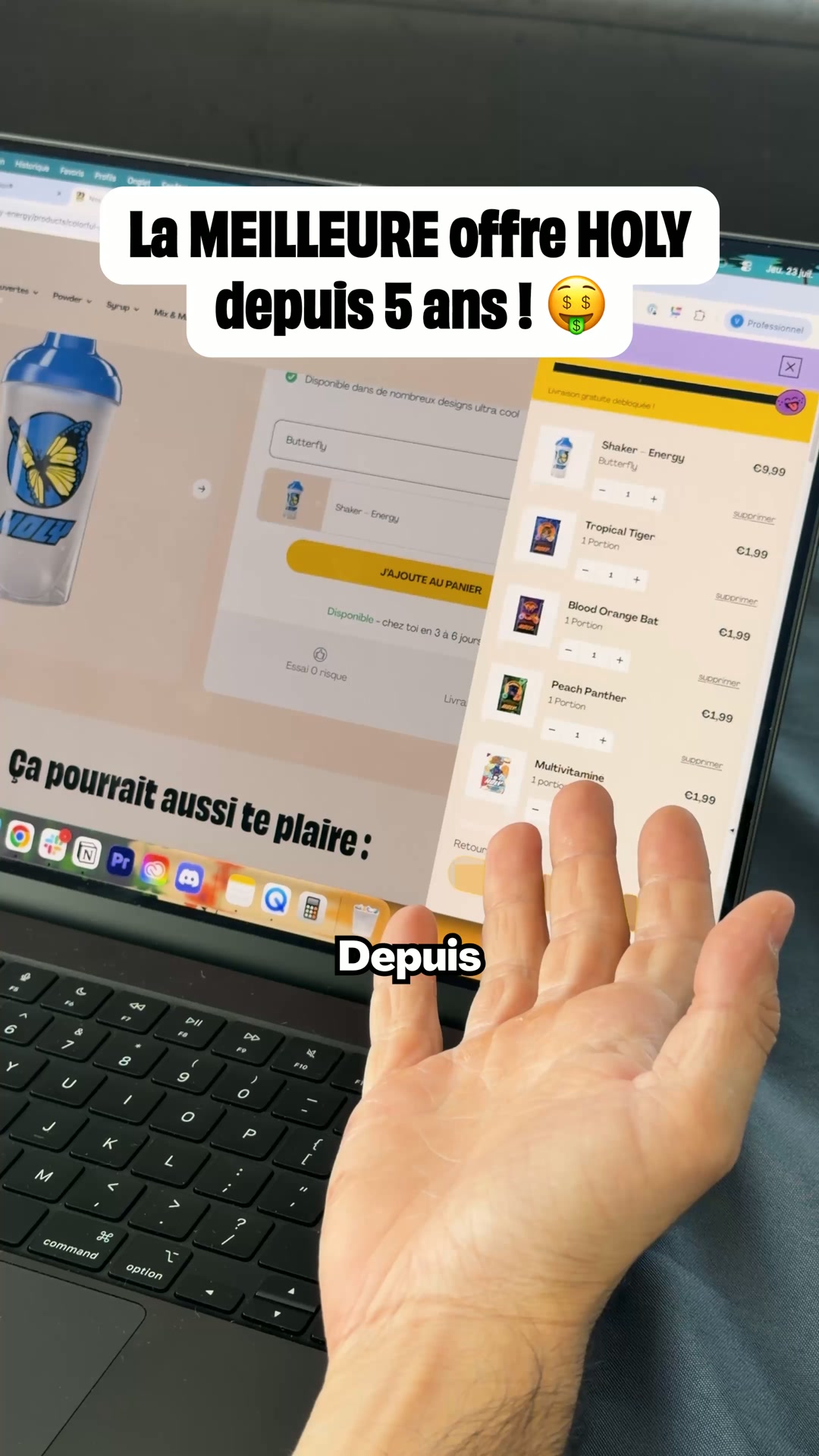 HOLY France Facebook ad: Obtiens 5 € de réduction avec le code « HOLY »!