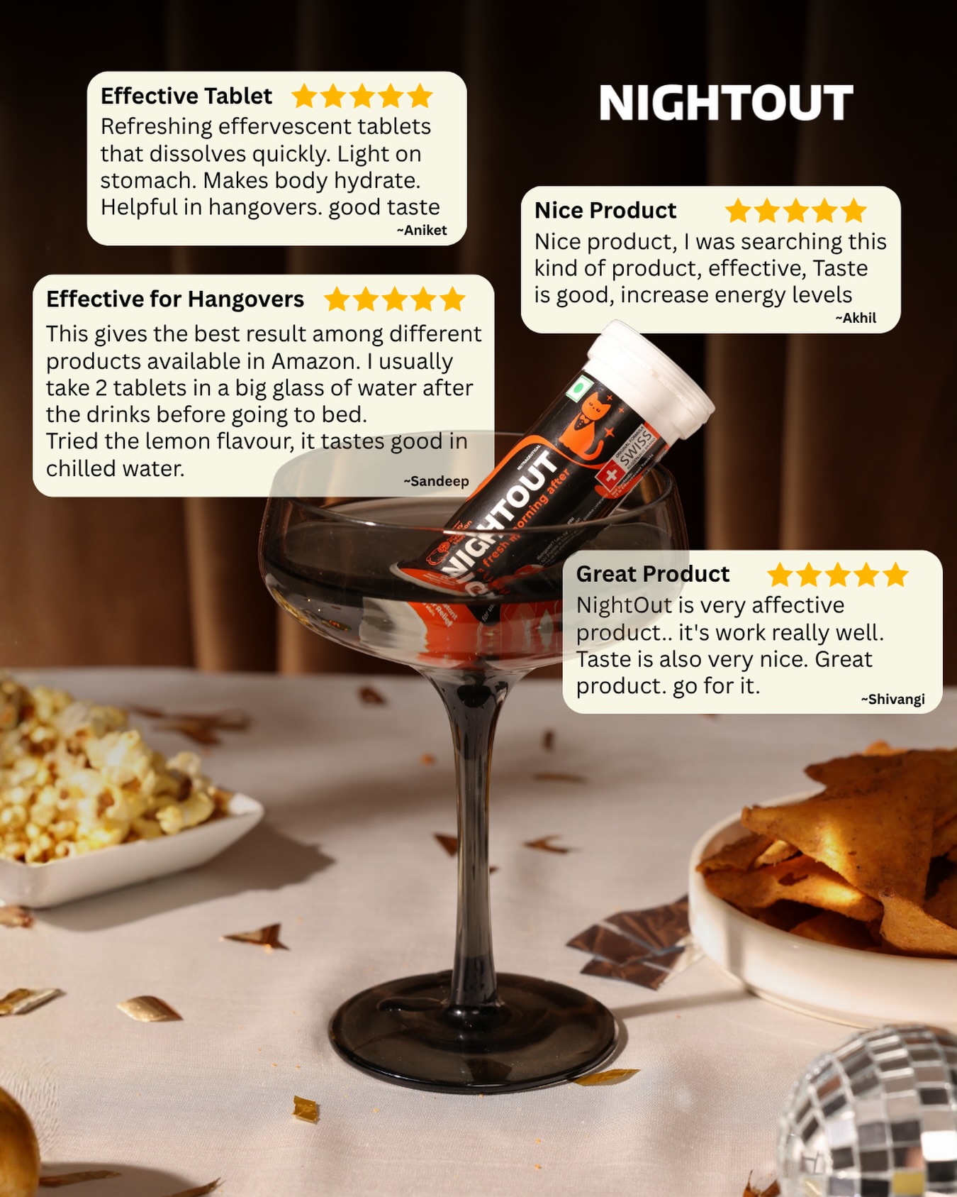 Nightout India Facebook ad: NightOut - Instant Hangover Relief Tablets - Fizzy Lemon