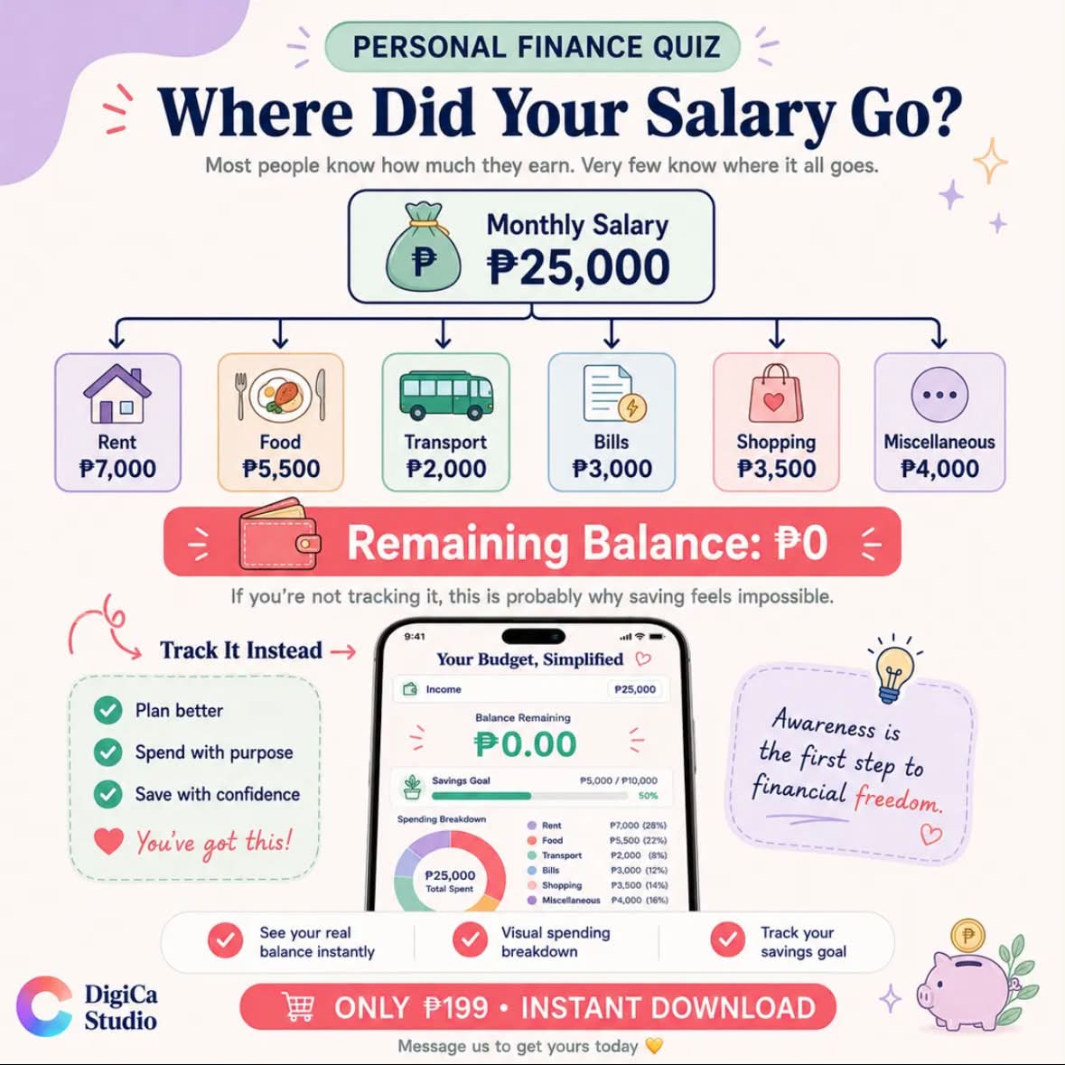 DigiCa Studio Facebook ad: Where does your salary actually go every month?