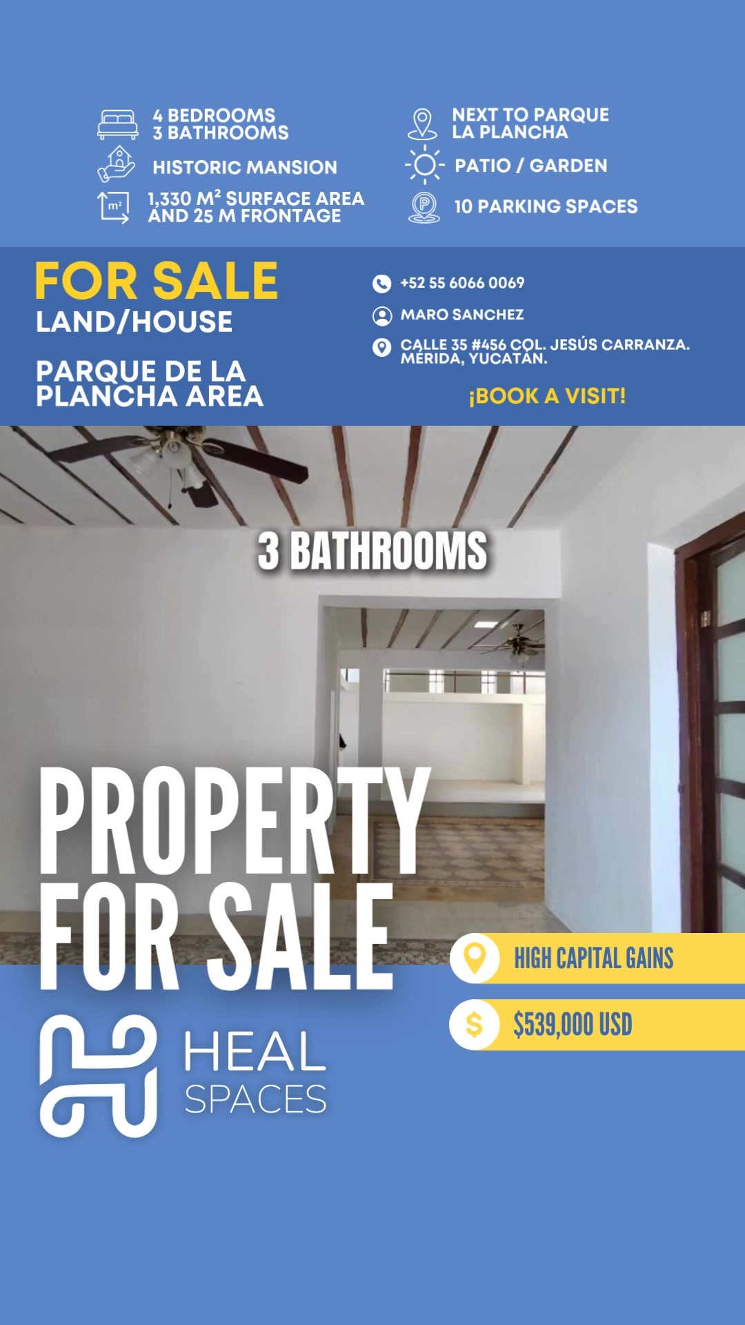 Heal Spaces Inmobiliaria Facebook ad: Your next investment is in the heart of Mérida. Request…