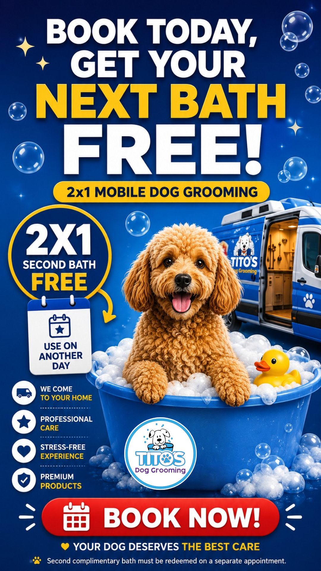 Tito's Dogs Grooming Facebook ad from Jun 29, 2026