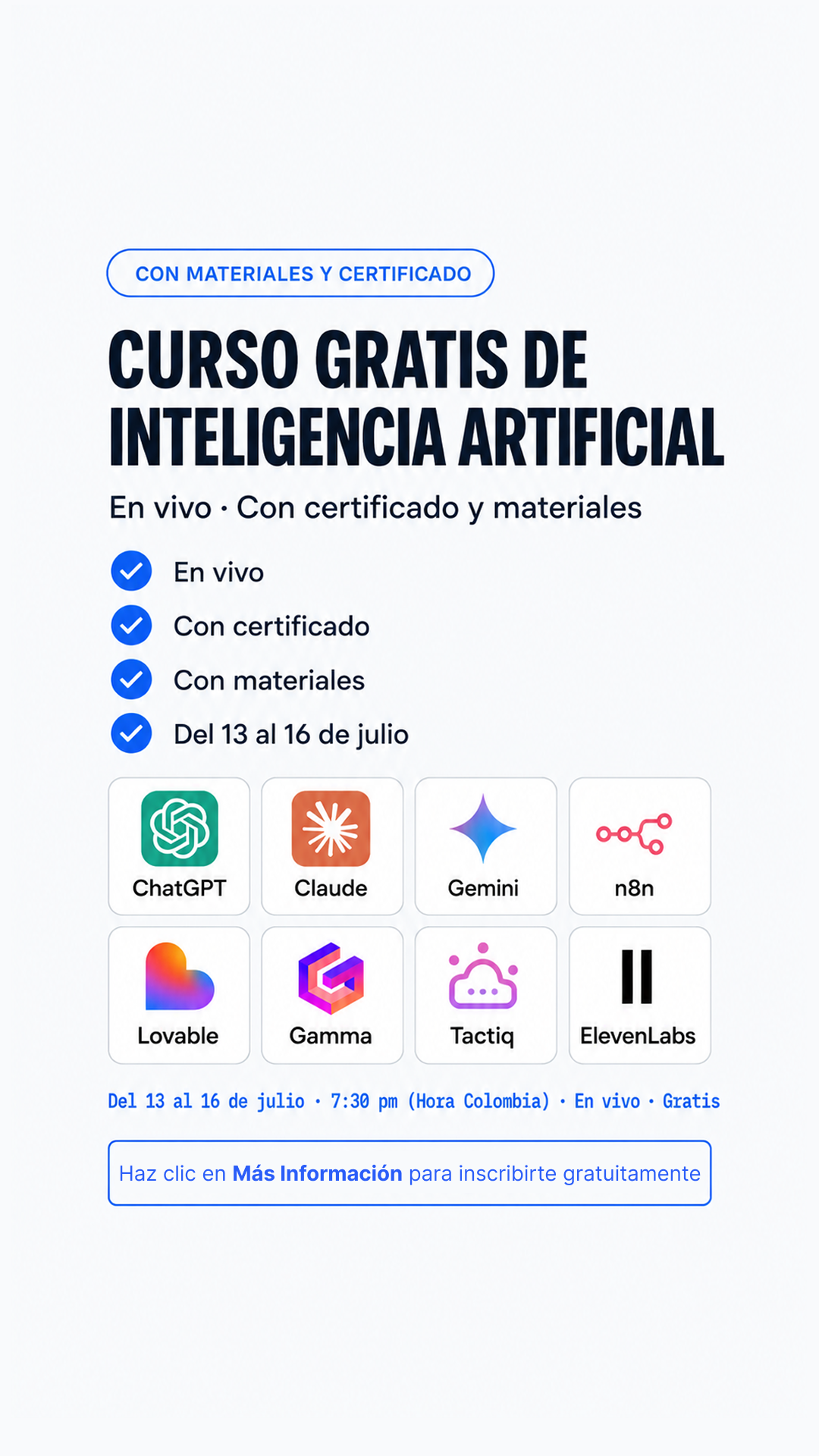 Daxus Latam IV Facebook ad: Inmersión en IA 100% GRATUITA y ONLINE