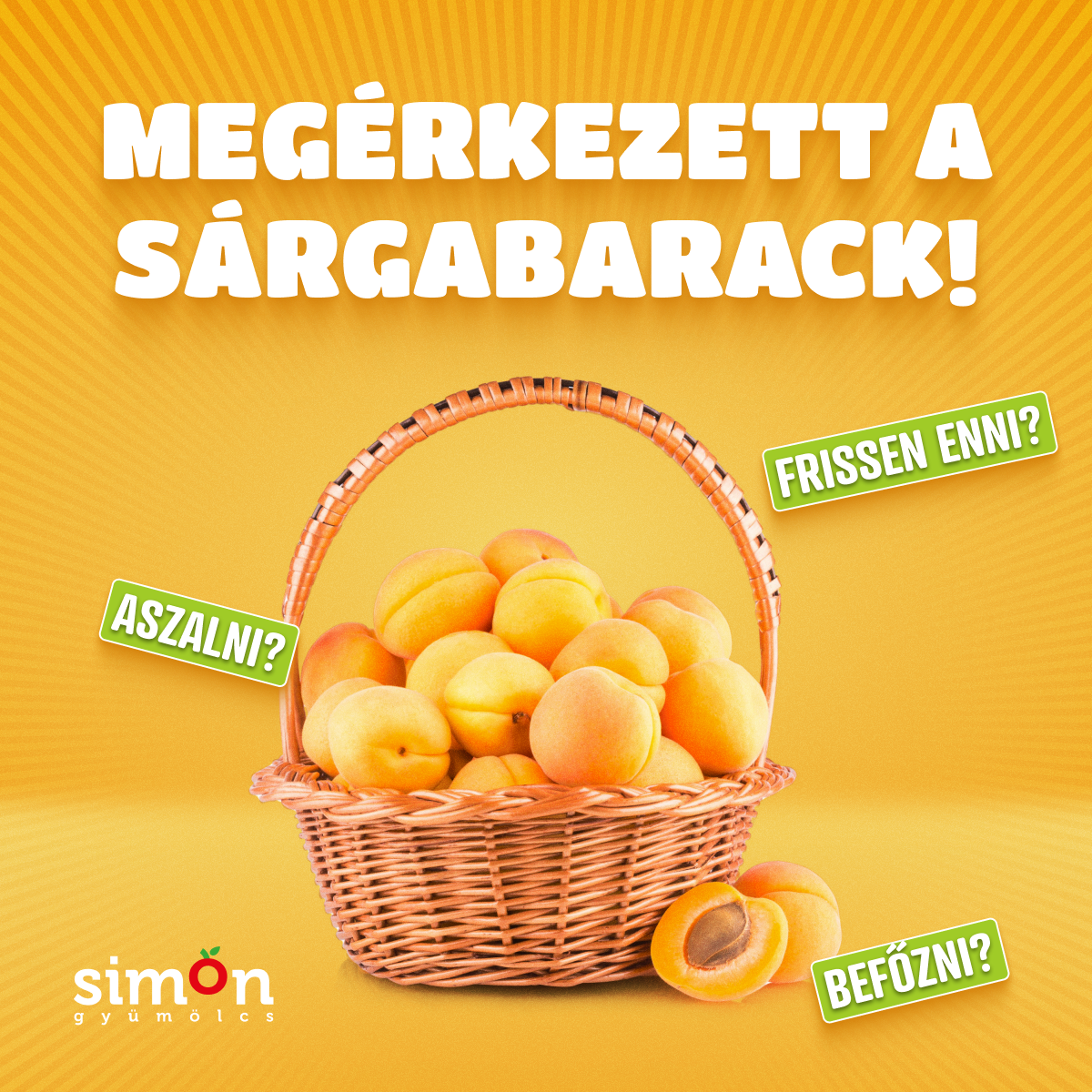 Simon Gyümölcs Facebook ad: Beérett a sárgabarack