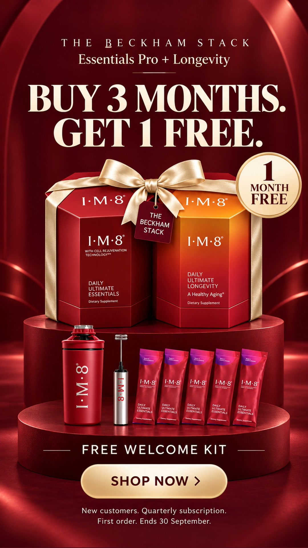 IM8 Facebook ad: Buy 3 months. Get 1 month free.