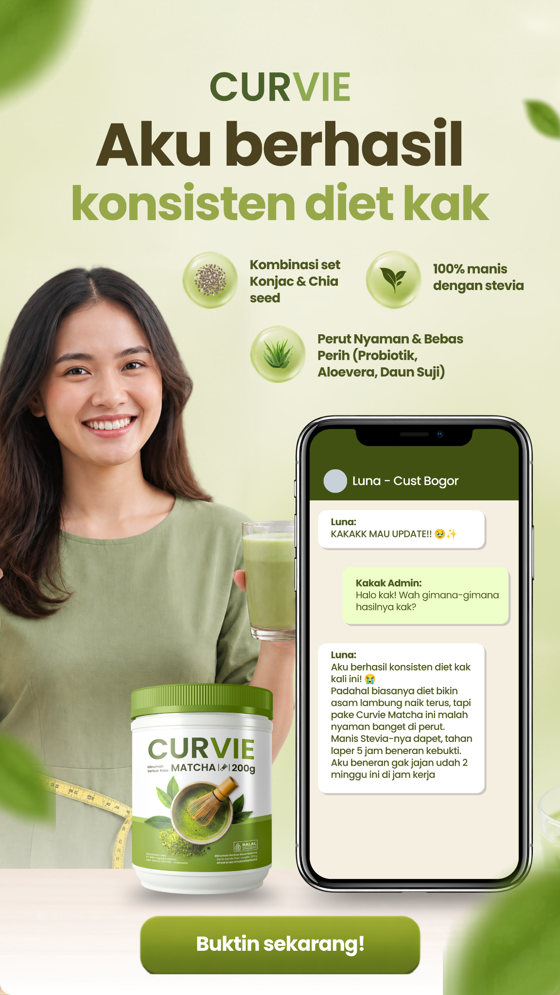 Curvie Matcha Facebook ad: Bantu Tahan Lapar Lebih Lama