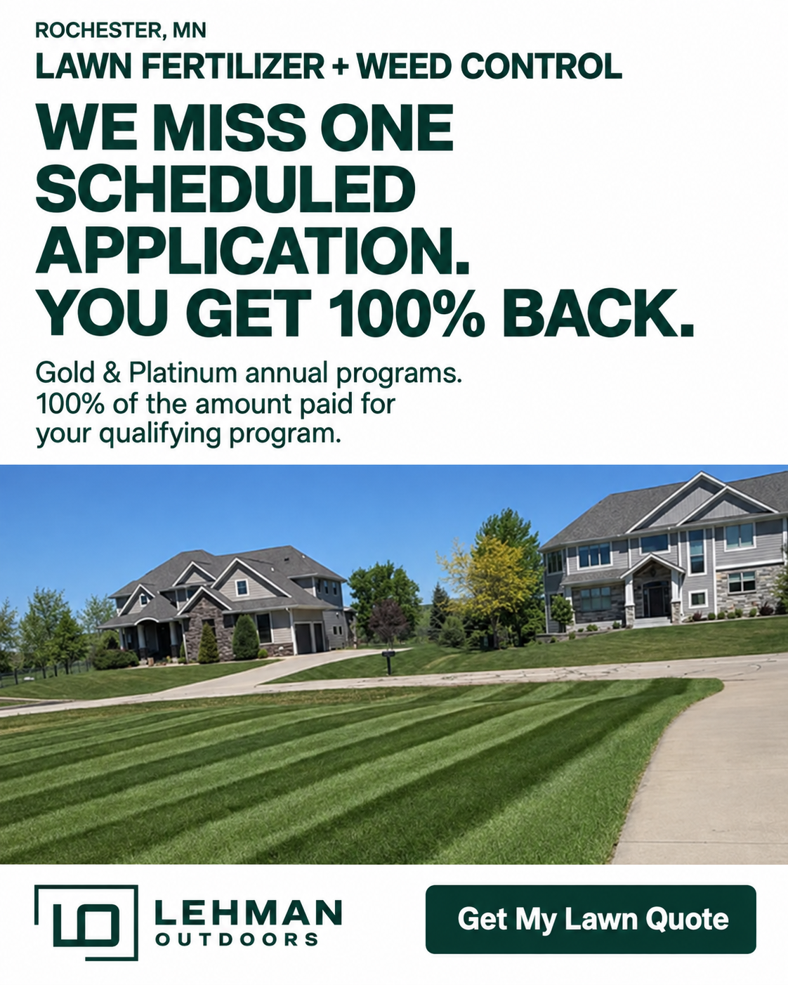 Lehman Outdoors Facebook ad: Free Fall Core Aeration Every Year