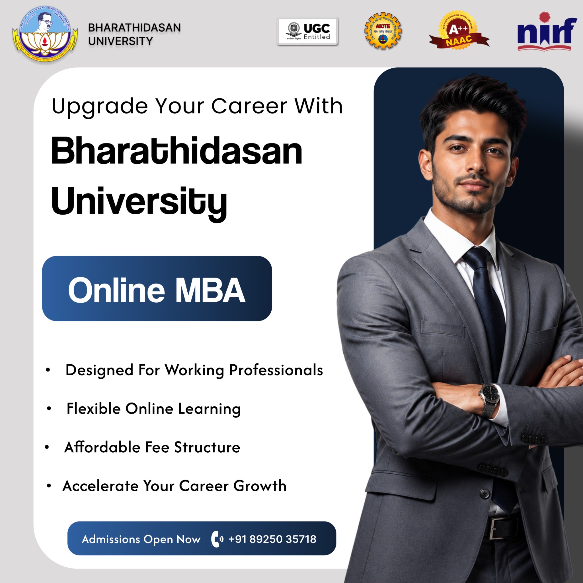 Bharathidasan University Online Programme Facebook ad: Last Call for Online MBA Admissions!