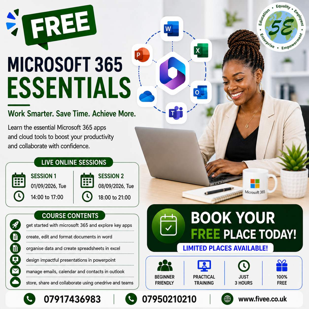 5E Courses Facebook ad: Free Microsoft 365 Workshop