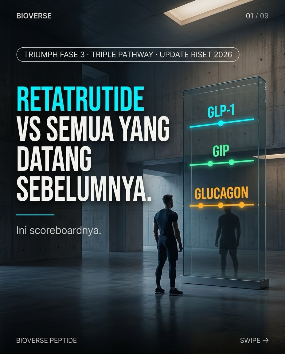 Bioverse Peptide Facebook ad: Fat loss tidak berhenti di satu sinyal.