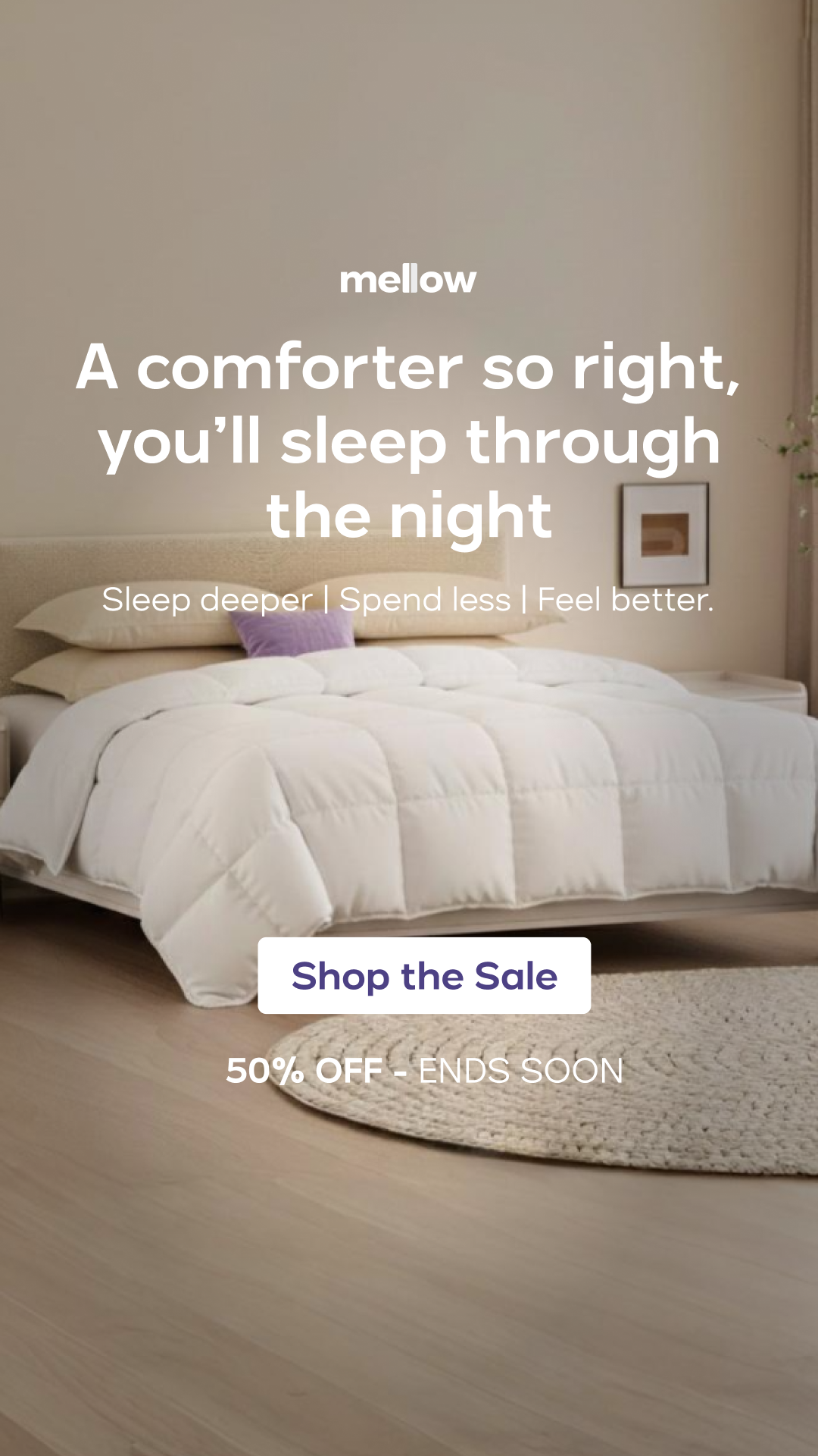Mellow Bedding Facebook ad from Mar 10, 2026