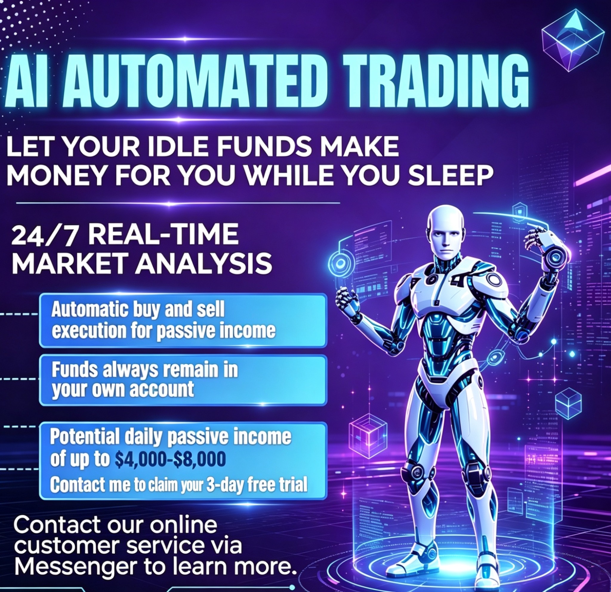 AI Equity Hub Facebook ad: Contact me to claim your 3-day free trial.