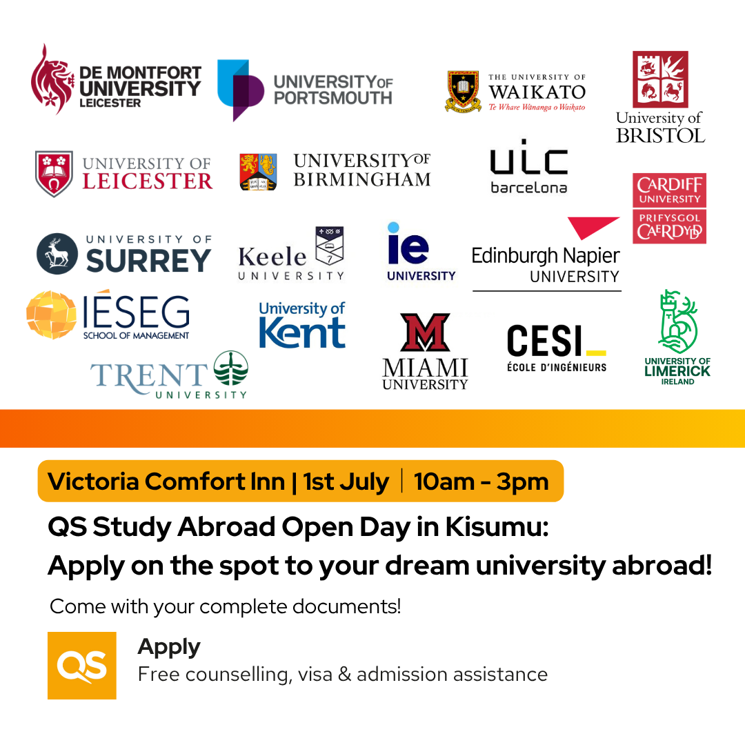 QS Africa Facebook ad: Study abroad without paying application fees.