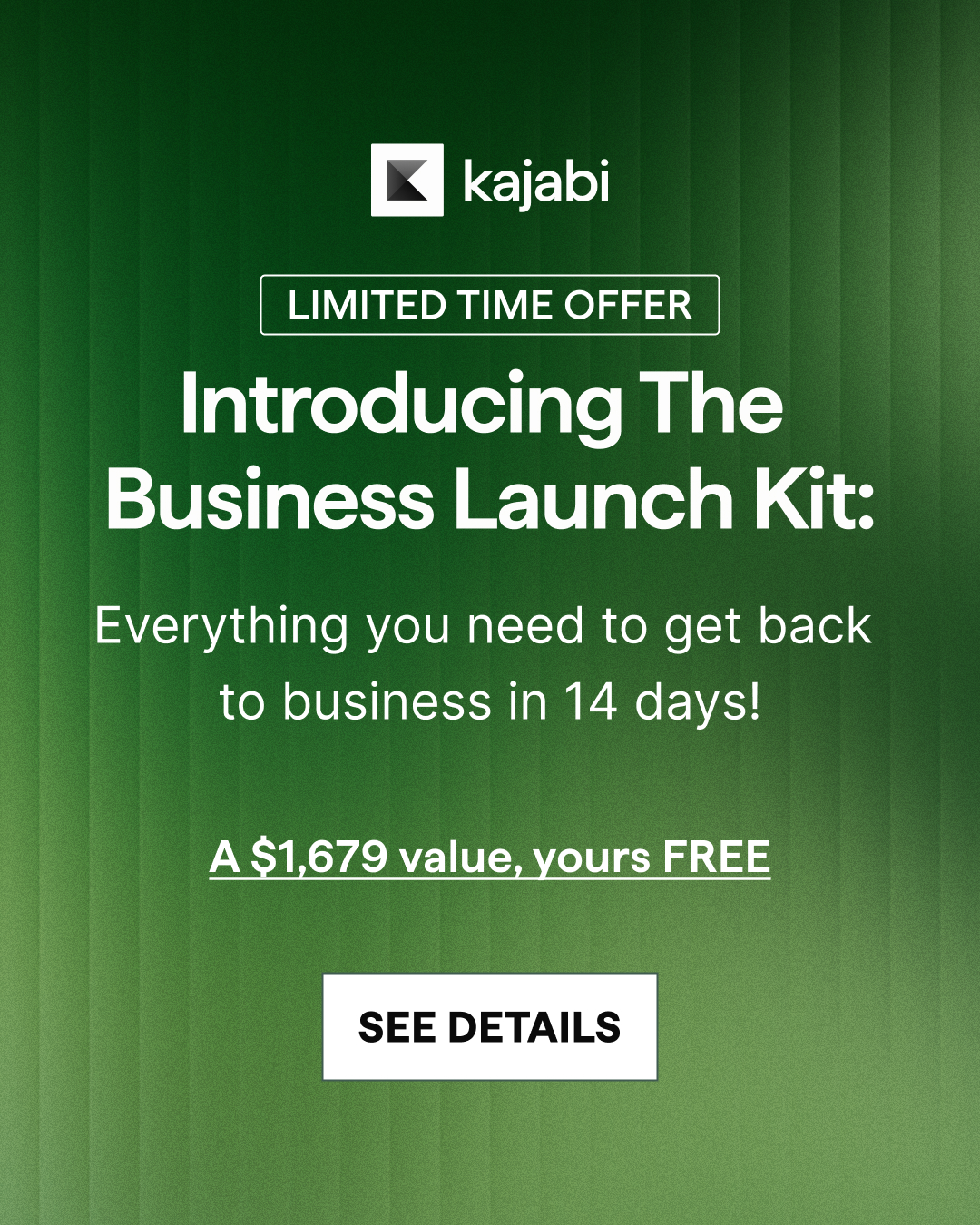 Kajabi Facebook ad: From Outline to First Sale in 14 Days: Enrollment Closes…