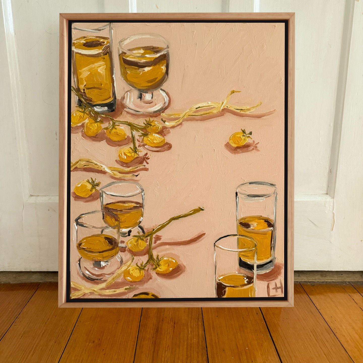 Libby Haines Art Facebook ad: Yellow Tomato, Bean, Drink