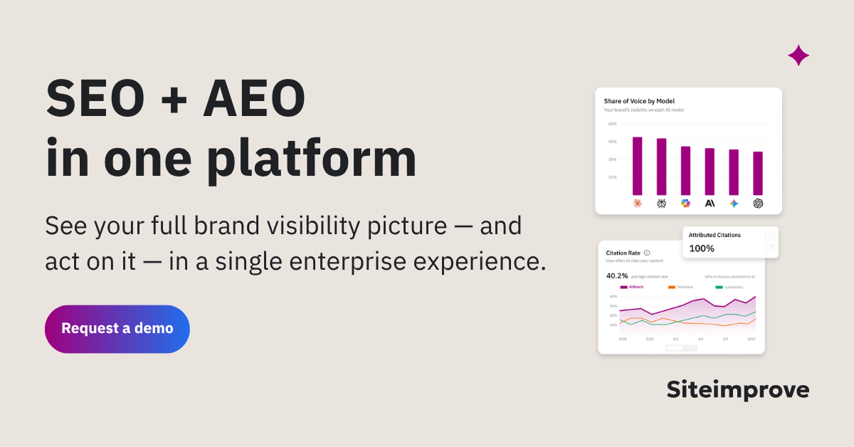 Siteimprove Facebook ad: Unify compliance, discoverability & performance