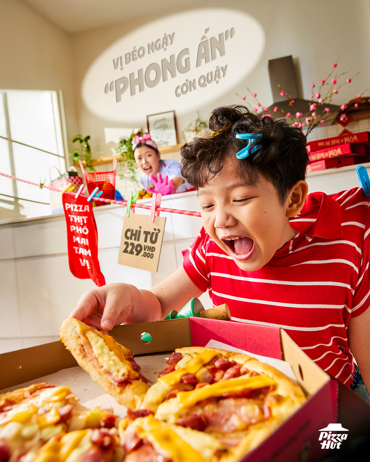 Pizza Hut VN Facebook ad: Mách Mẹ Chiêu Dẹp Loạn Tết Này!