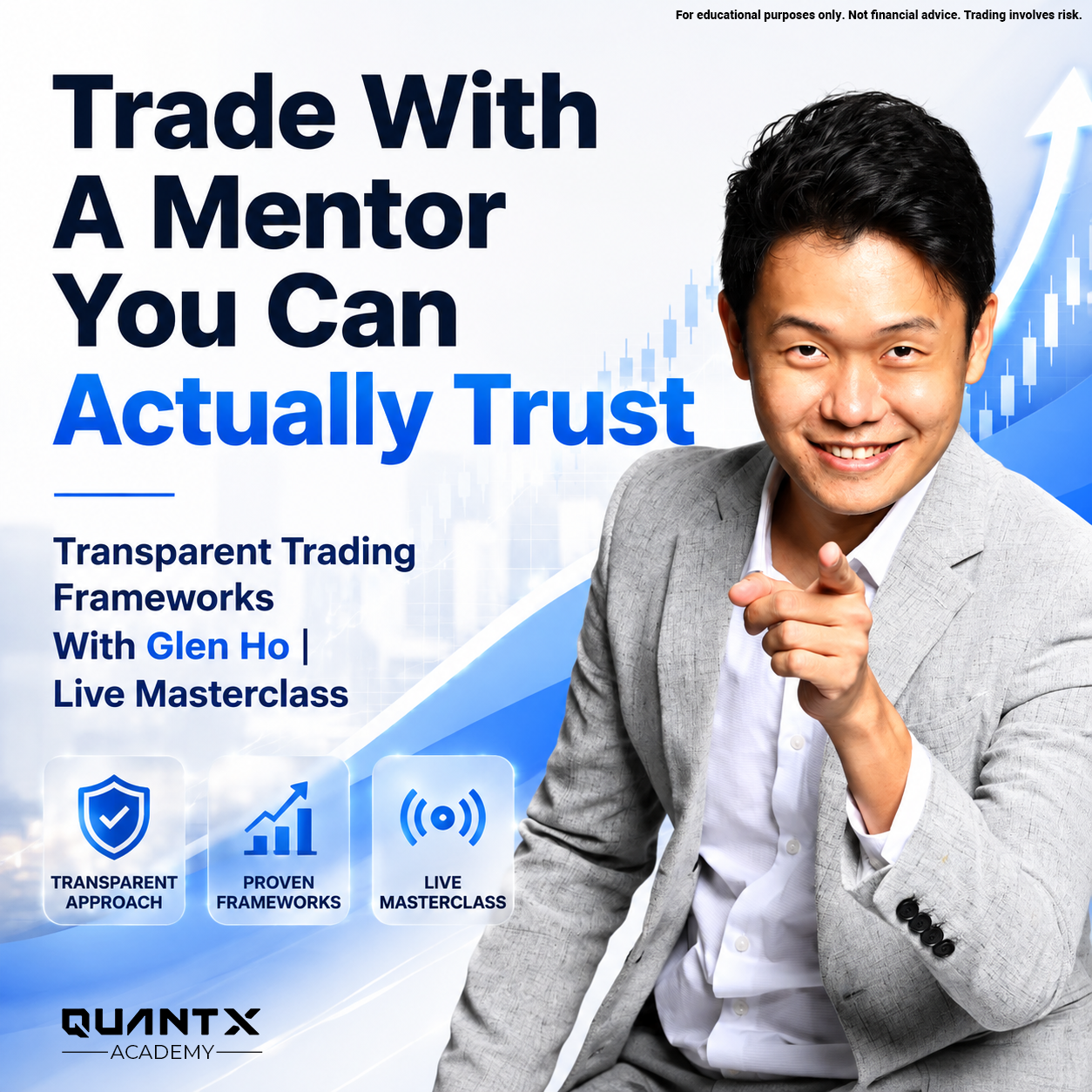 QuantX Academy Facebook ad: Build With Data. Manage Risk With Rules.