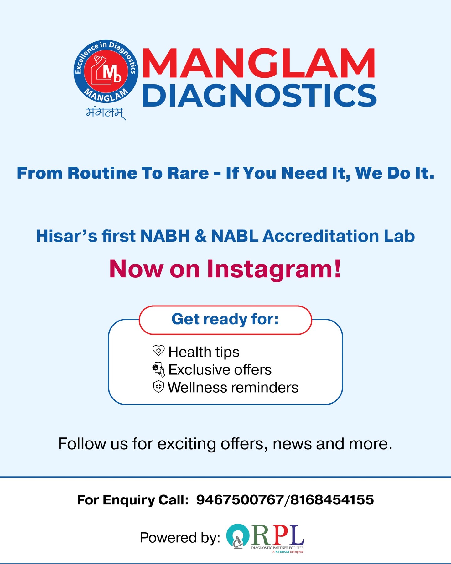 Manglam Diagnostics Facebook ad: Manglam Diagnostics, Hisar, Manglam Diagnostics is chain…