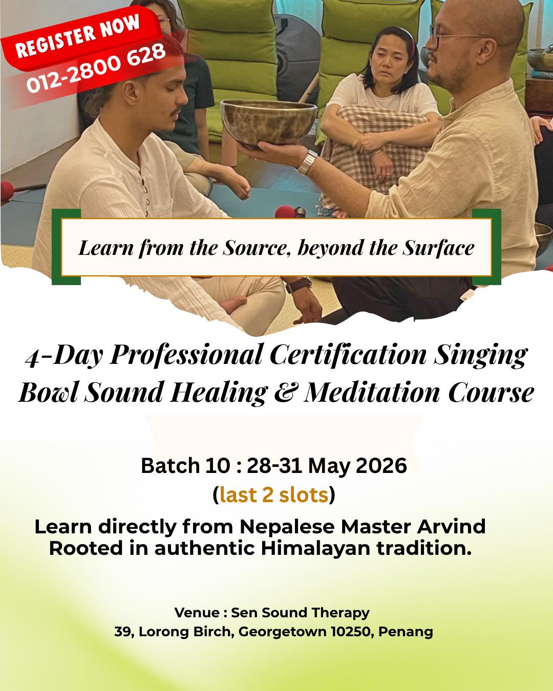 森颂钵音疗 Sen Singing Bowl Sound Therapy Facebook ad: Only 2 seats left, your moment is now.