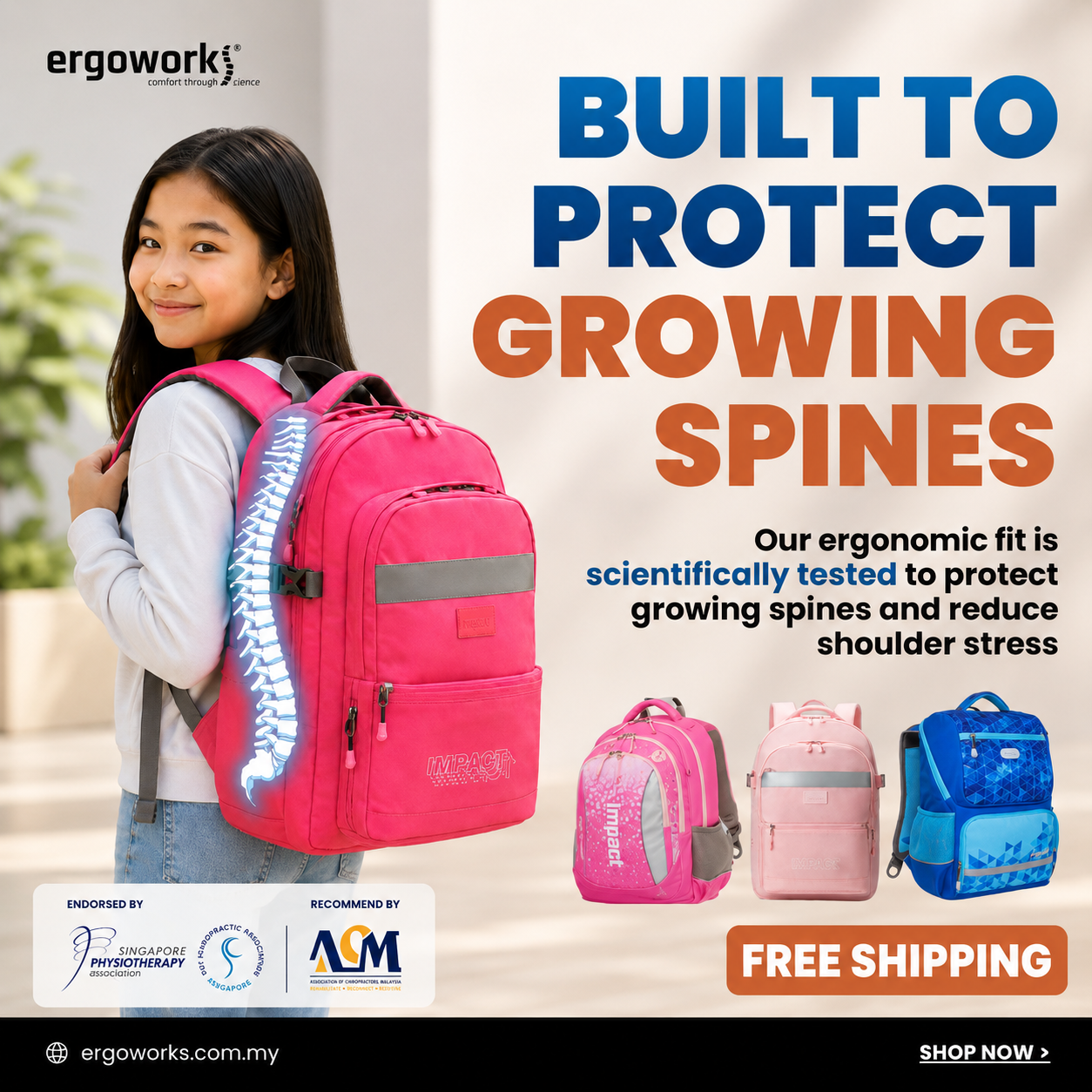 Ergoworks MY Facebook ad: Built for Comfort, Made for Kids