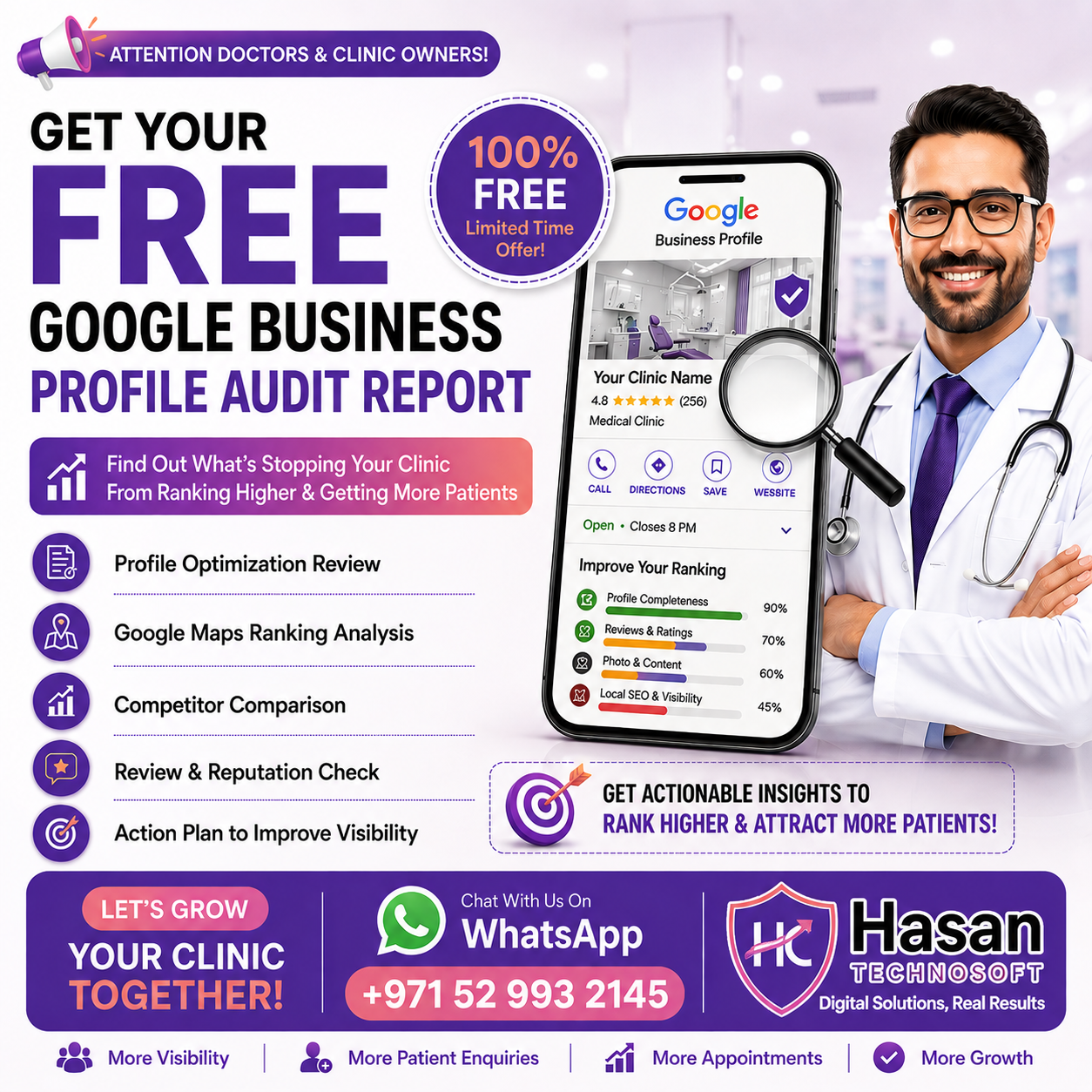Hasan Technosoft Facebook ad: Free Google Business Profile Audit