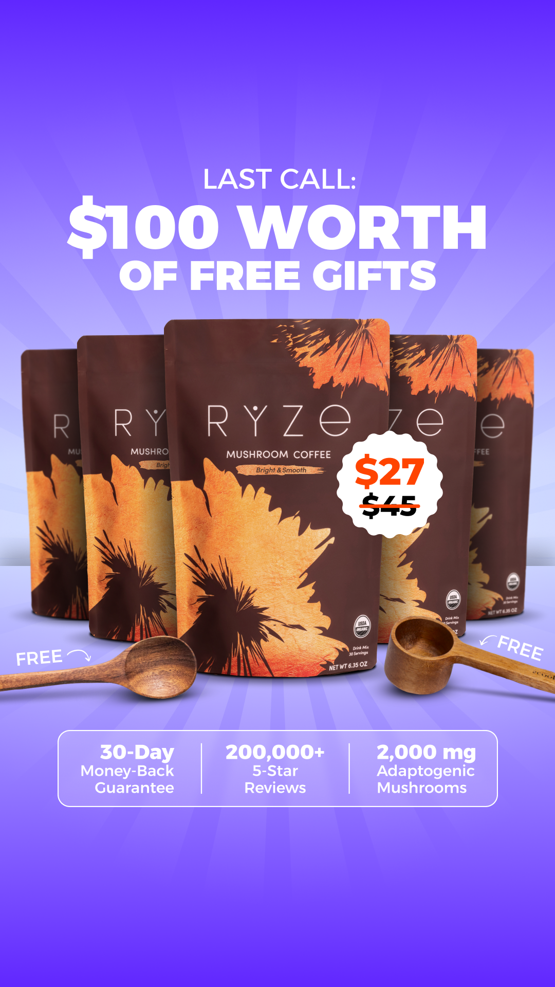 RYZE Superfoods Facebook ad