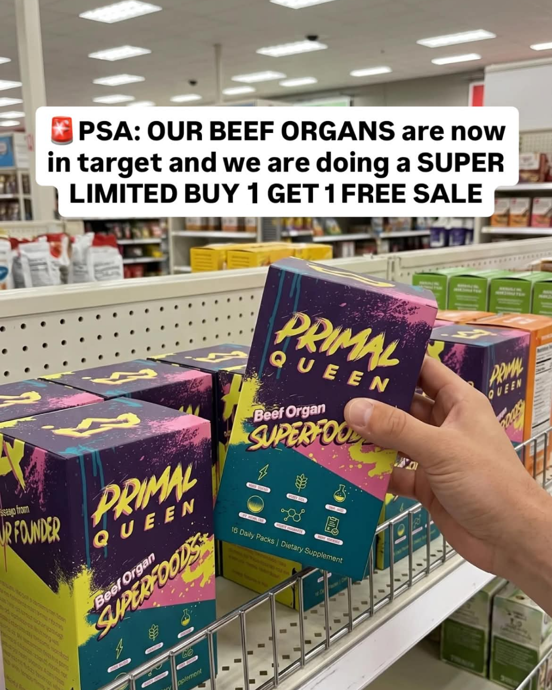 Primal Queen Facebook ad: Buy 1 Primal Queen at Target, Get 1 FREE