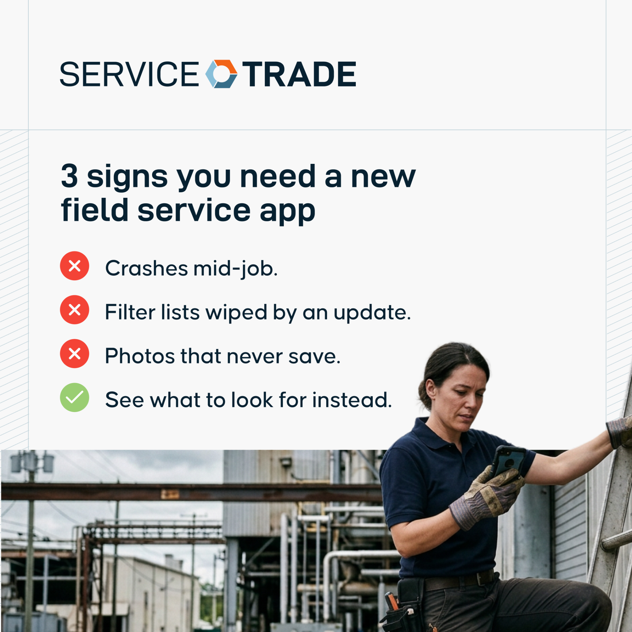 ServiceTrade Facebook ad: The #1 Field Friction Point For Techs