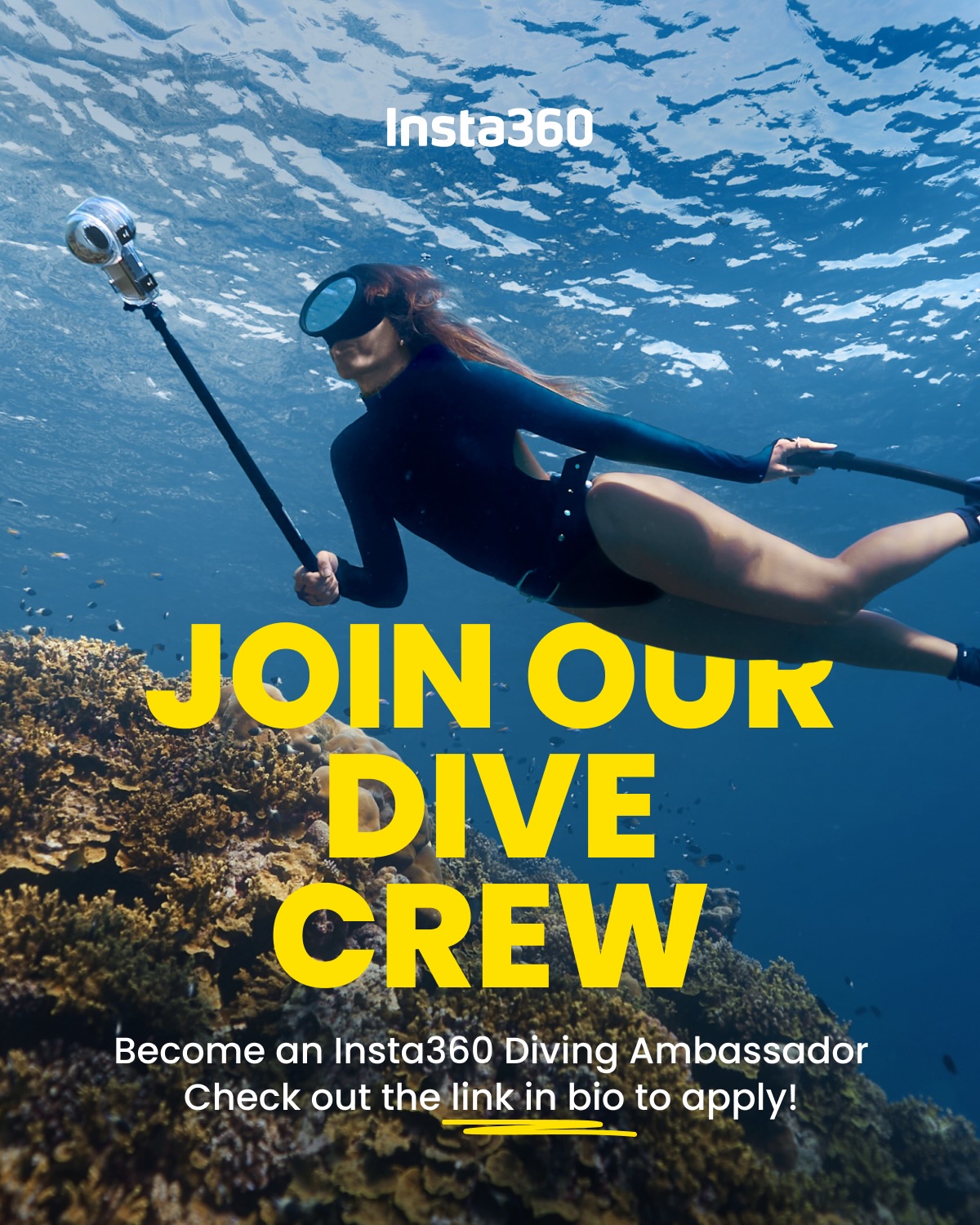 Insta360USA Facebook ad: Join the Insta360 Diving Ambassador Team.