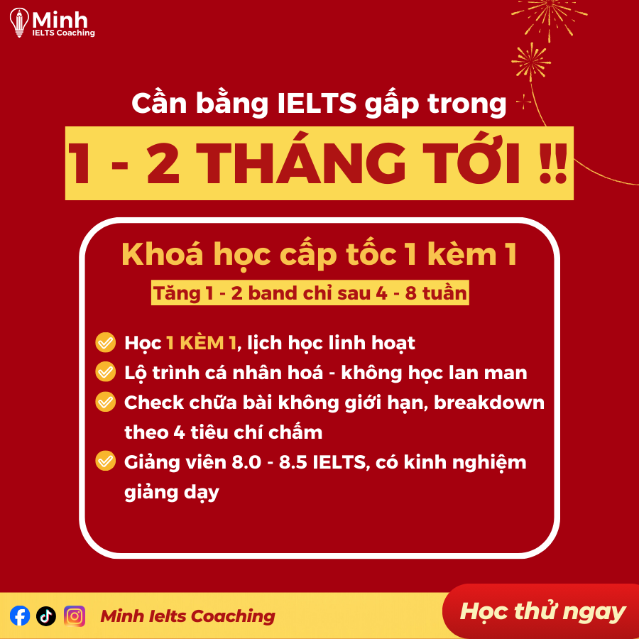 Minh IELTS Writing Facebook ad: HỌC THỬ 0Đ