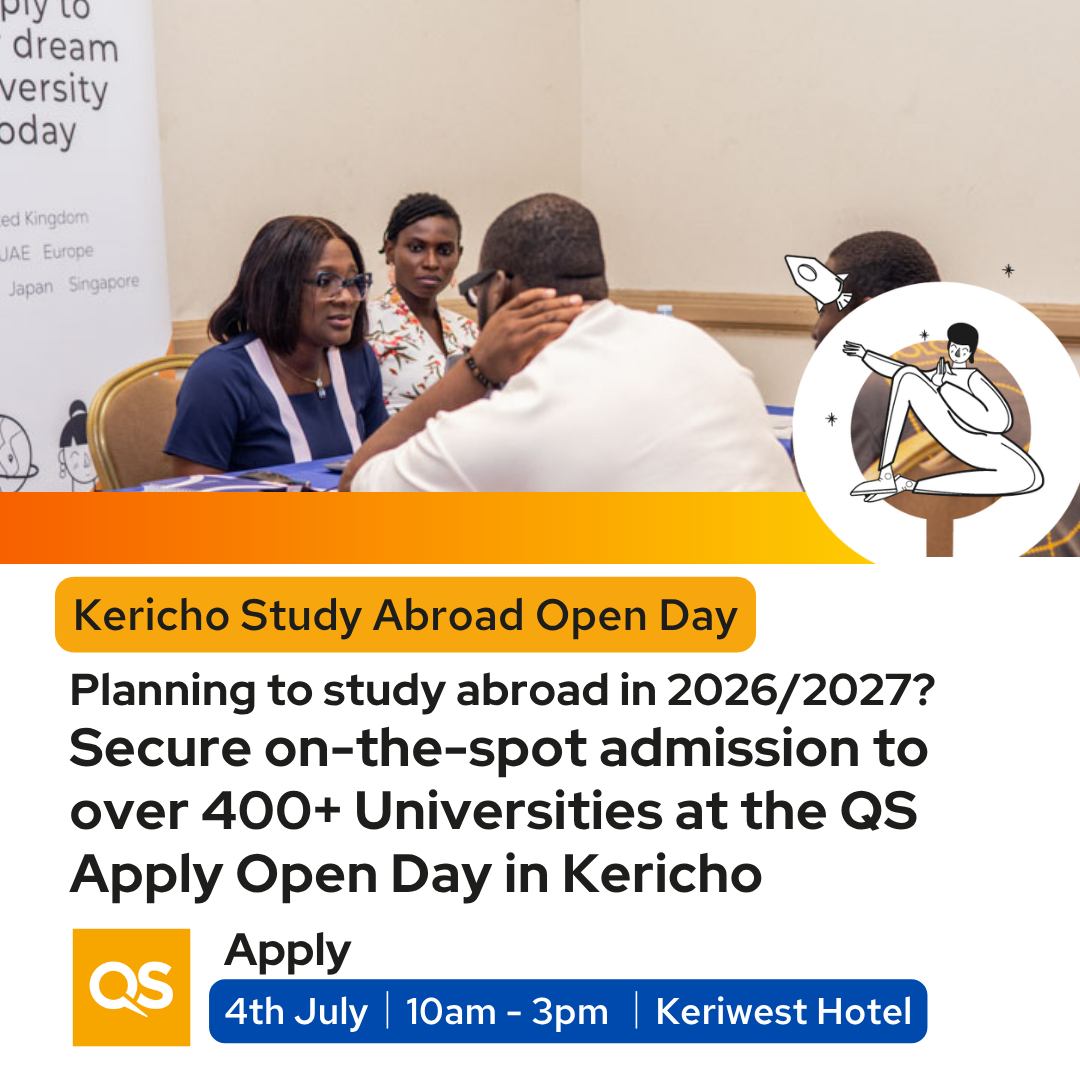QS Africa Facebook ad: Study abroad without paying application fees.