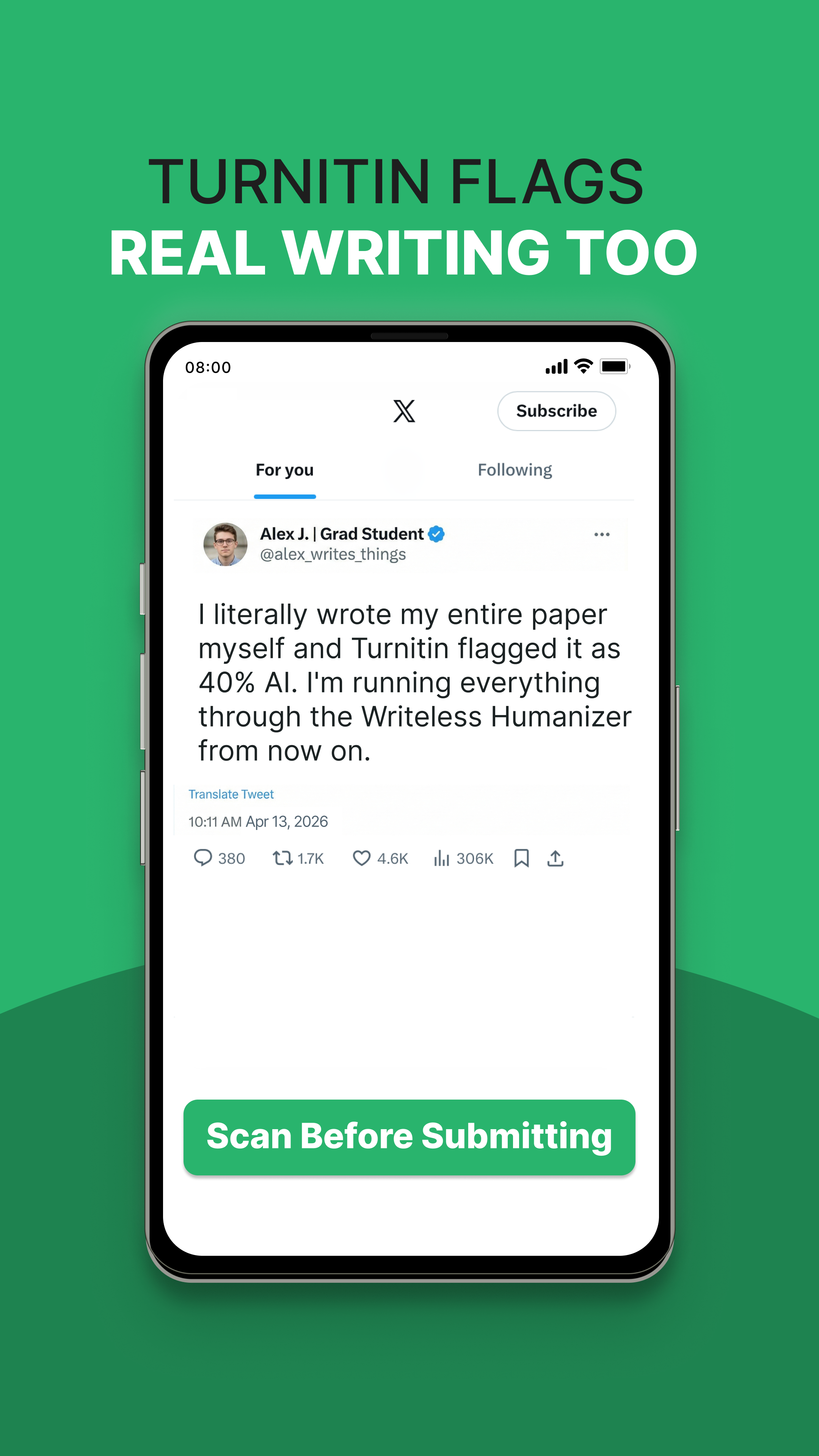 Writeless AI Facebook ad