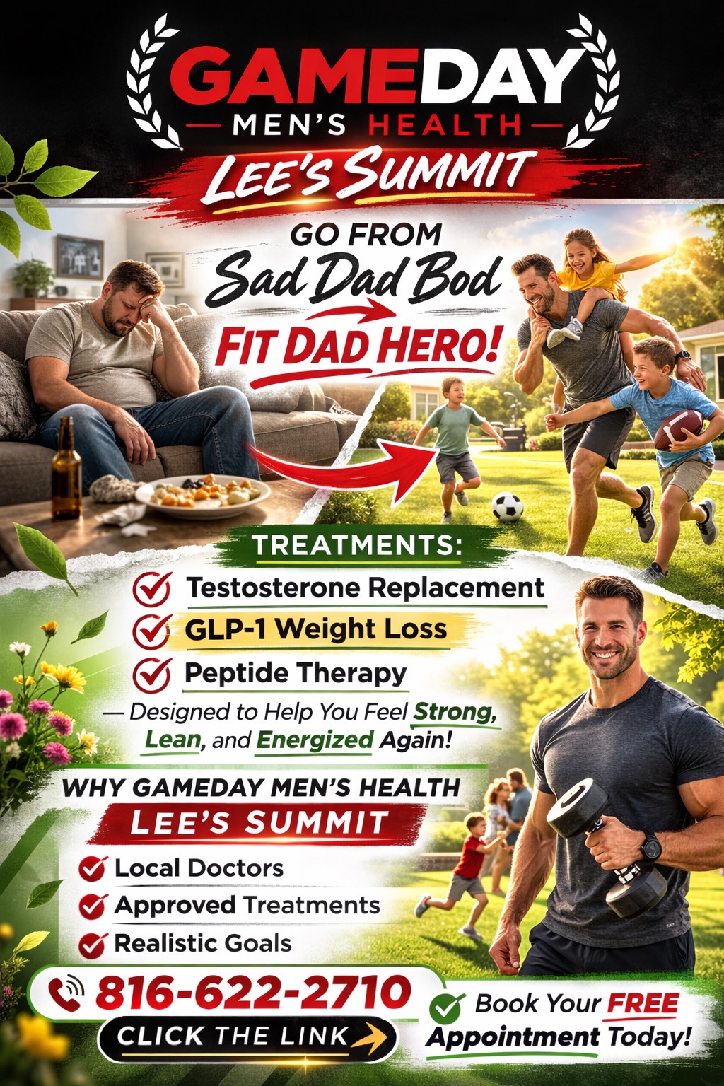 Gameday Men's Health Facebook ad: Get your body ready for Spring!