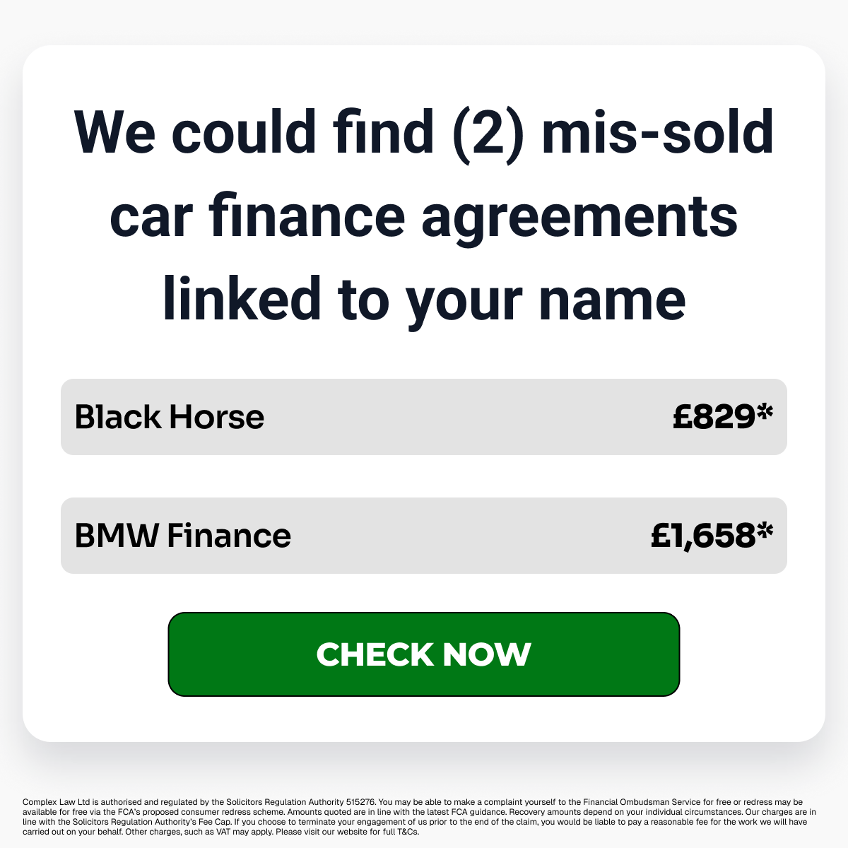Complex Law Facebook ad: Find Out If You Are Owed £££