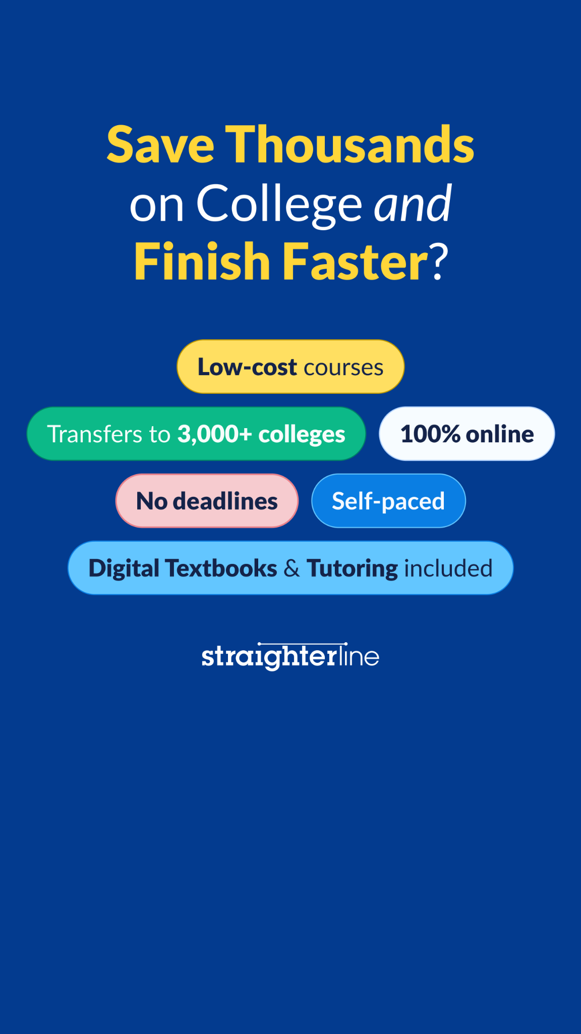 StraighterLine Facebook ad: A Fast, Affordable Way to Graduate