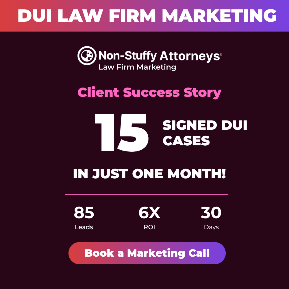 Non-Stuffy Attorneys Facebook ad: Discover DUI Law Firm Leads Solutions