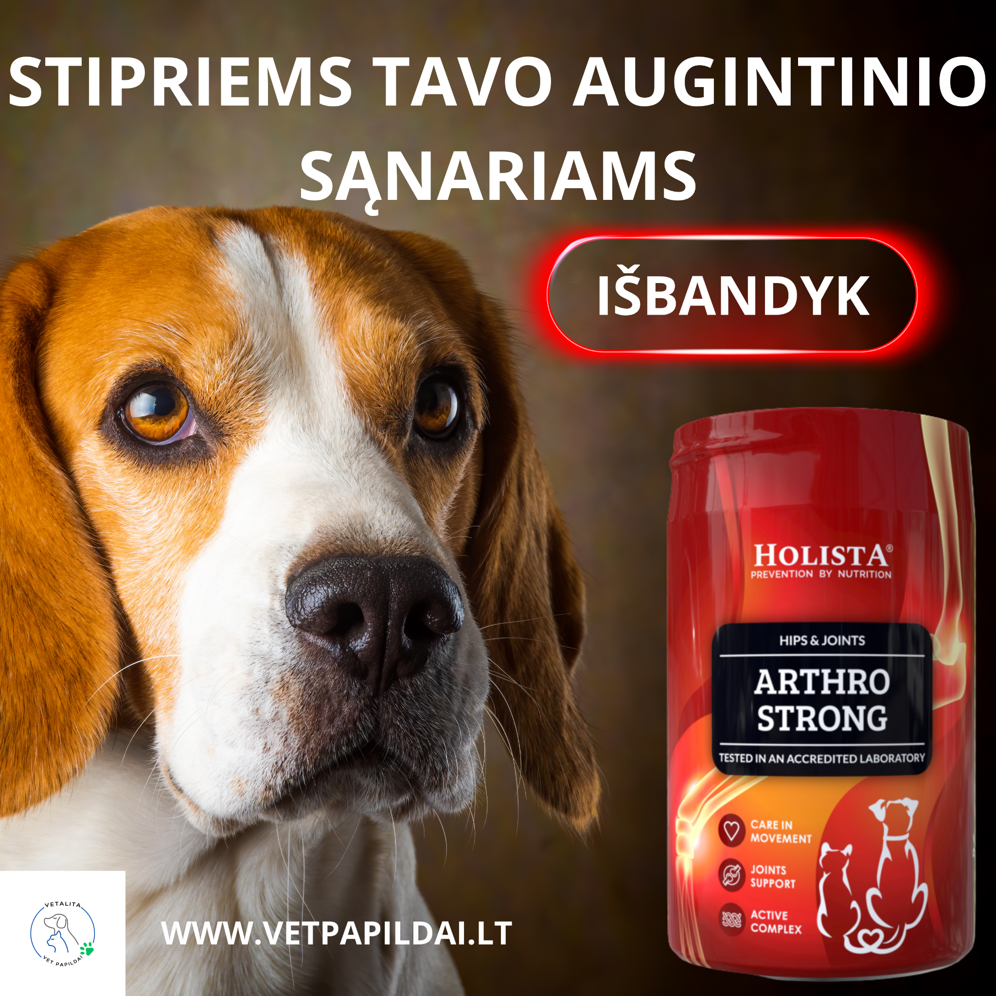 Vetpapildai Facebook ad: Padėk savo augintinio sąnariams