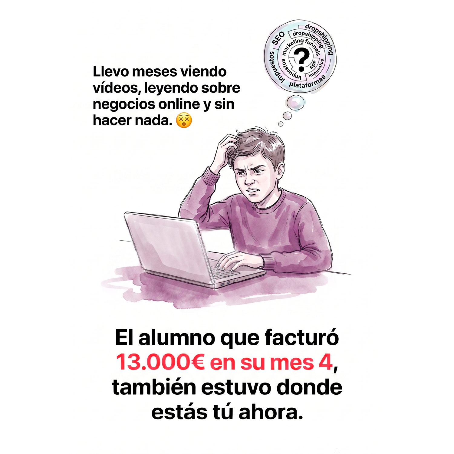 De0a10k Facebook ad: Empieza tu negocio online por solo 1€