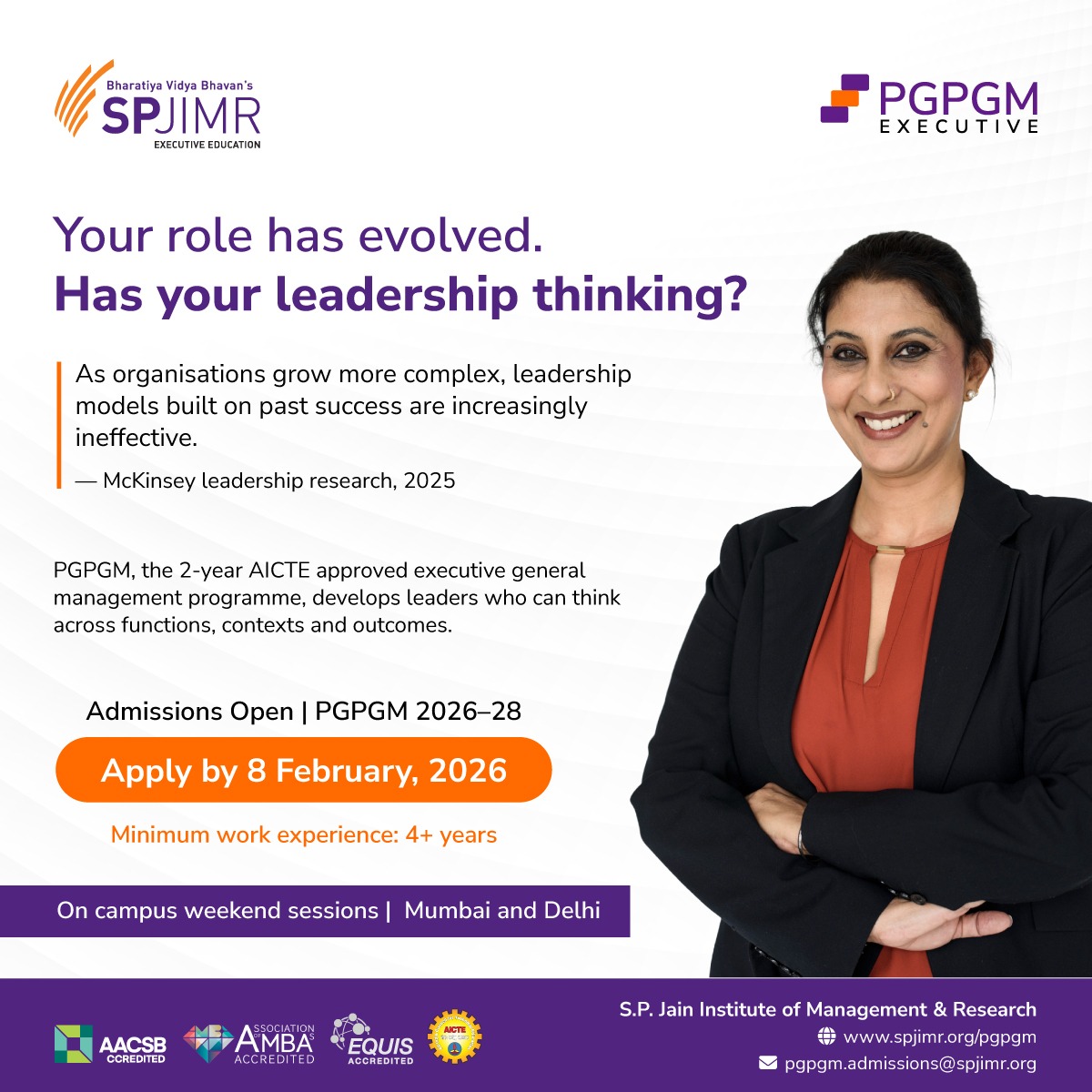 Spjimr - Executive Education Facebook ad: PGPGM - Exec. MBA Programme from SPJIMR