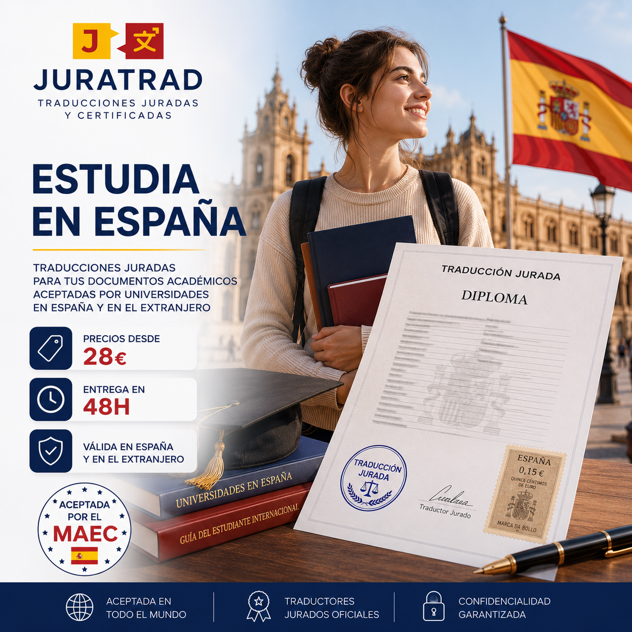 JuraTrad - Traducciones juradas Facebook ad: Code promo: CAMPUS10