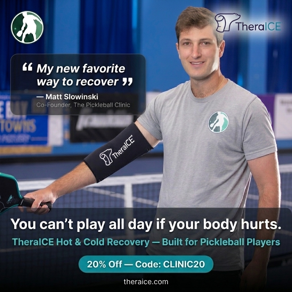 The Pickleball Clinic Facebook ad: TheraICE Hot & Cold Therapy for Pain Relief