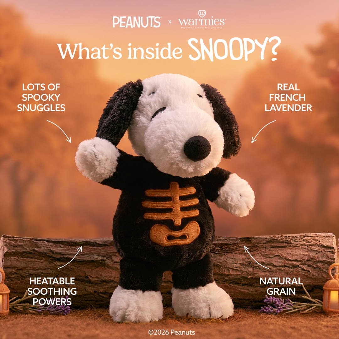 Warmies USA Facebook ad: NEW: Skeleton Snoopy Warmies
